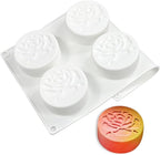 Silicone Baking Mold, 3D Round Shape Flower Pattern Silicone Mold for Making Chocolate, Mousse Cake, Candy, Soap, Ice Cream, Non-Stick Food Grade Silicone Molds (F_ Flower)