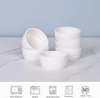 HAOTOP Mini Ramekins 1.5 oz Set of 6,Small Ceramics Souffle Dish, Exactly Designed for Dipping Sauce, Ketchup, Salsa and Jams, 45ml White