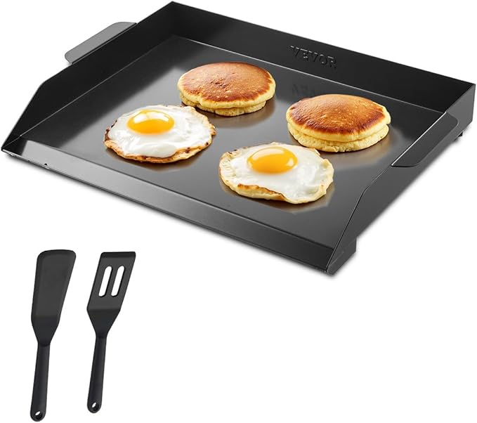 VEVOR Carbon Steel Griddle, 20x16 inch Universal Flat Top Rectangular Plate, Gas Grill Griddle for BBQ Grill, Teppanyaki, Portable Family Cookware, for Camping Tailgating Party