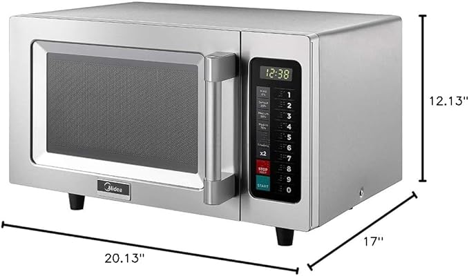 Midea Equipment 1025F1A Countertop Commercial Microwave Oven with Touch Control, 1000W, Stainless Steel, .9 CuFt