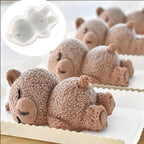 Lying Bear Fondant Mold Chocolate Molds Silicone, 3D Silicone Animal Mold for DIY Fondant, Dessert Baking, Jello, Candy, Cake Baking Decorating, Ice Cube, Soap,Resin