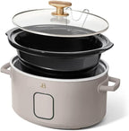 Beautiful 6 Qt Programmable Slow Cooker by Drew Barrymore -5 Preset Cooking Functions, Digital Countdown Timer, Dishwasher-Safe Parts and Cool-Touch Handles (Porcini)