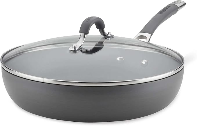 Circulon Radiance Deep Hard Anodized Nonstick Frying Pan /Skillet with Lid - 12 Inch, Gray