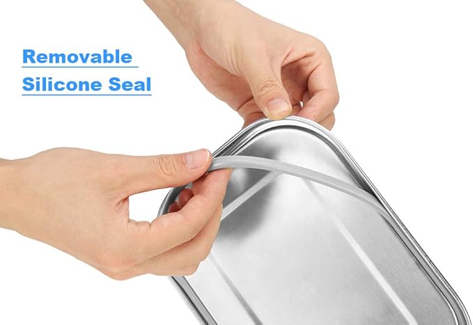 G.a HOMEFAVOR Stainless Steel Bento Lunch Box - Leak-Proof Metal Bento Box, Large Food Container with Lock Clips, Snack Container, Dishwasher Safe, 1400 ml/47 oz