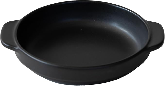 Santo Banko Ware Au Gratin Dish, Small, For One Person Capacity: 9.5 fl oz (270 ml), Heat Resistant, Oven-safe, Direct Fire, Microwave Safe, Dishwasher Safe, Stackable, Black, Made in Japan