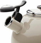 Circulon Enamel on Steel Whistling Induction Teakettle, Tea Kettle for Stovetop with Flip-Up Spout, 2-Quart, Gray