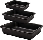 Rectangle Cake Pan, Deep Baking Pans Set Nonstick, 9/11/13 Inch, Heavy Duty Thickness Bakeware Roasting Tray for Toaster Oven, Thanksgiving Christmas Roast Turkey Pan, 3-Pack, Black