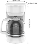 12-Cup Coffee Maker with Easy On/Off Switch, Easy Pour, Non-Drip Carafe with Removable Filter Basket,Keep Hot Plate,Clear Water Level Window Coffee Machine, Black (White)