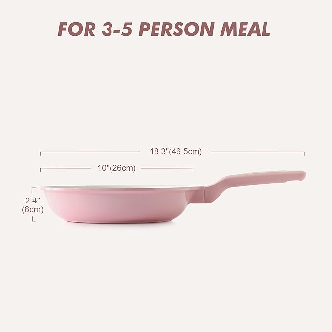 SENSARTE Nonstick Ceramic Frying Pan 10-Inch, Healthy Non Toxic Skillet, Induction Compatible Omelet Pan with Heat Resistant Handle, PFAS-Free, Pink