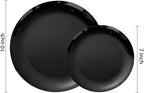 PULOTE 200PCS Black Plastic Plates - Heavy Duty Black Disposable Include 100 Each (10 inch Dinner & 7 inch Dessert) Plates, Disposable for Party, Birthday & New Year