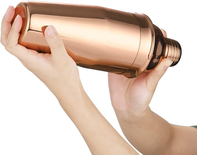 LUCKYGOOBO Cocktail Shaker,24 oz Martini Shaker,Food Grade Stainless Steel Martini Mixer Built-in Strainer,Drink Shaker,Bartender Kit Gifts. (Rose Gold)