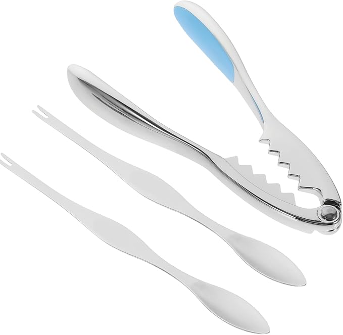 VALICLUD Zinc Alloy Crab Eating Tools Set with 1 Azure Crab Needle Handheld Seafood Crackers and Shellers and Lobster Shell Opening Kitchen Specialty Gadgets for Home Use