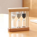 Khaki Creative 1/3/5 Minute Wooden Sand Glass Hourglass Timer Clock Home Decor Kitchen Tools Gift for Simple Style Thermometers and Timers, Brown