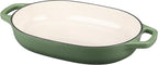 Enameled Cast Iron Oval Dutch Oven Pot with Lid, Dutch Oven for Sourdough Bread Baking, Oval Bread Pan, 7qt, Pistachio Green