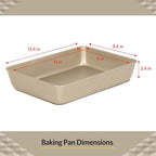 Glad Baking Pan Nonstick - Oblong Metal Dish for Cake and Lasagna - Heavy Duty Carbon Steel Bakeware, Small, Gold