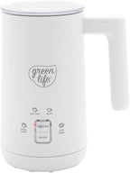 GreenLife Ceramic Electric Milk Frother, 10oz, 4-in-1, Auto Hot and Cold Foam, Dense and Light Foam, PFAS Free, Cordless Milk Warmer and Steamer for Latte, Coffee, White