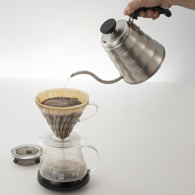 Hario V60 "Buono" Drip Kettle Stovetop Gooseneck Coffee Kettle 700ml, Stainless Steel, Silver