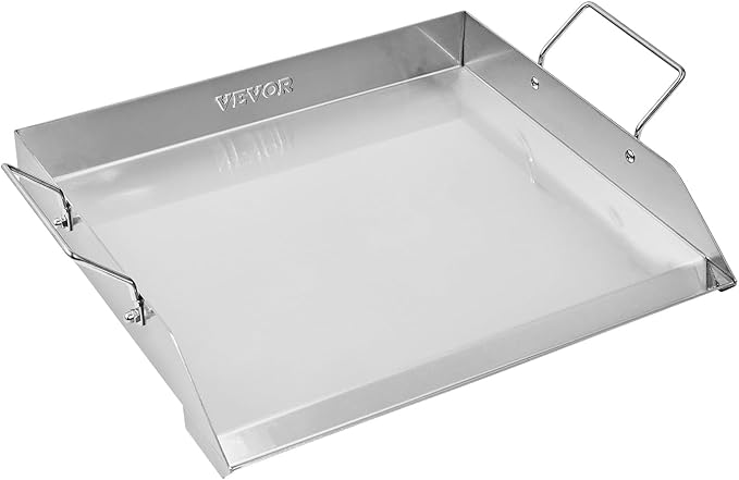 VEVOR Stainless Steel Griddle, 18x16 inch Universal Flat Top Rectangular Plate, Gas Grill Griddle for BBQ Grill, Teppanyaki, Portable Family Cookware with Handle, for Camping Tailgating Party
