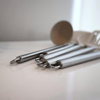 Beille 3pc Wheat Straw Spoons and Ladle Set Cooking Baking Kitchen Utensils, Cream