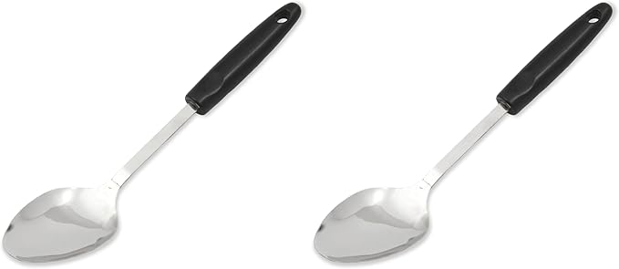 Chef Craft Select Basting Spoon, 12 inch, Stainless Steel/Black (Pack of 2)