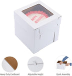 Tall Cake Boxes for Tier Cakes,8x8x8 Inch [12Pack ] Thick Sturdy Cake Box with Window, White Cake Carrier,Disposable Cake Containers