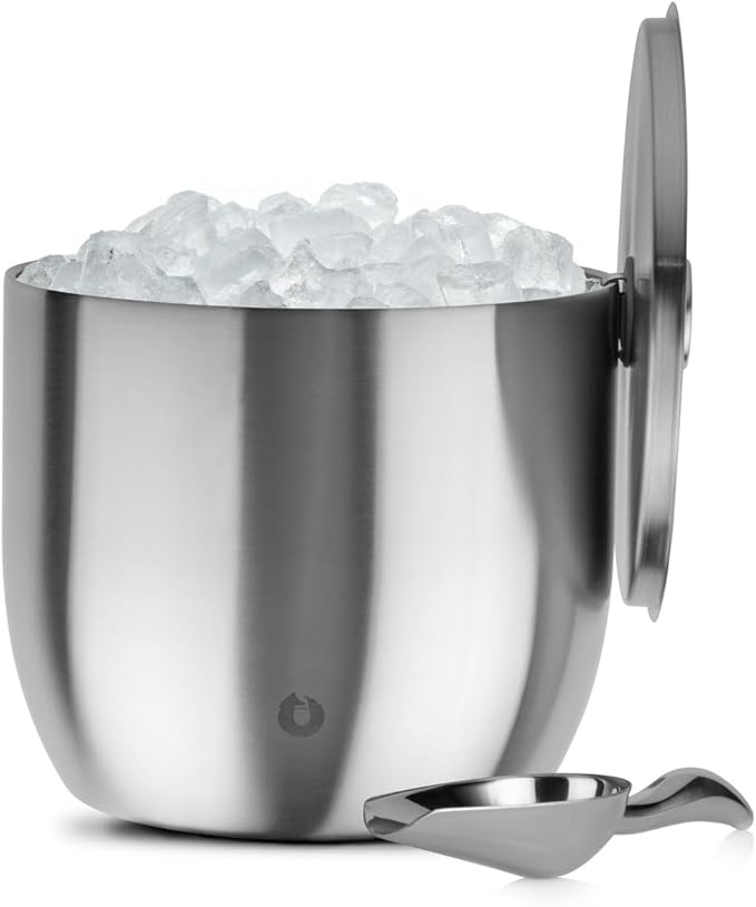 Snowfox XL - Insulated Ice Bucket with Lid/Scoops, Premium Vacuum Insulated Stainless Steel Ice Buckets for Parties, Ice Box, Home Bar Accessories, Parties Supplies, Bar Decor, 7L