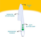 Curious Chef Kid Safe Kitchen Knife Set - 3-Piece Nylon Knives for Kids, White & Green, Ages 4+ - Non-Scratch Tools for Nonstick Pans & Kitchen Tool Set