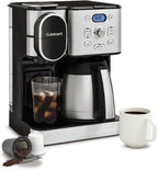 Cuisinart Coffee Center 10-Cup Thermal Carafe Drip Coffee Maker and Single-Serve Brewer with Over Ice Function, Fully Automatic Coffeemaker, Compatible with Single-Cup Pods, Black/Stainless, SS-21NAS