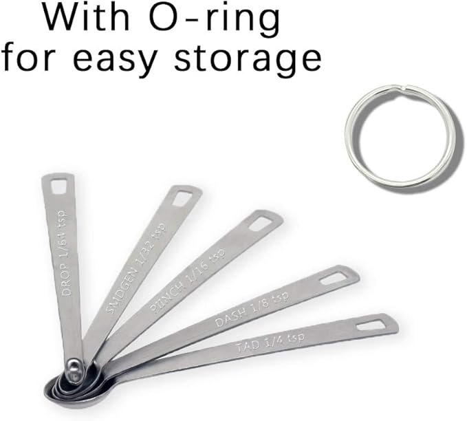 1Pack Mini Measuring Spoons Set, Heavy Duty Stainless Steel Teaspoon for Cooking and Baking, Suitable for Small Amount of Dry or Liquid Ingredients and Spices