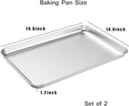 Baking Sheet Set of 2, Wildone Stainless Steel Baking Tray Cookie Pan, Size 20 x 14 x 1 Inch, Non Toxic & Heavy Duty & Easy Clean
