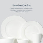 Mikasa Delray 40-Piece Bone China Dinnerware Set, White Round Dishes for 8 - Dinner Plates, Salad Plates, Cereal Bowls, Fruit Bowls and Mugs