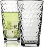 Circleware Chevron Huge 12-Piece Glassware Set of Highball Tumbler Drinking Glasses and Whiskey Cups for Water, Beer, Juice, Ice Tea Beverages, 6-15.75 oz & 6-12.5 oz, Clear