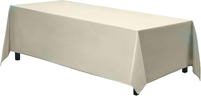 Gee Di Moda Rectangle Tablecloth - 90 x 132 Inch Ivory Table Cloth for 6 Foot Tables with Floor-Length Drop - Heavy Duty Washable Fabric for Holiday Party, Dinner, Weddings & Baby Shower