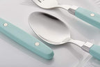 ANNOVA Silverware Set, Retro/Rivet Colorful Stainless Steel Tableware Kitchen Flatware Set Utensils, Includes Dinner Knives, Forks, Spoons & Dessert Spoons (Turquoise, 24 Pieces)