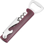 uxcell Wine Opener, Bottle Opener, Durable Stainless Steel Waiter's Corkscrew, Compact All-In-One Home Bar Tool for Bar, Party, Wedding, Home, Travel, Dark Red