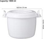 DOITOOL Microwave Rice Cooker 2 Quart, Microwave Steamer for Vegetables, 1.8L Professional Large Micro Cookware for Grains, Pasta & Potatoes - BPA Free, Dishwasher Safe