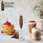 Zulay Kitchen Powerful Milk Frother Wand With 4 AA Duracell Batteries - Ultra Fast Handheld Drink Mixer - Electric Whisk Foam Maker for Coffee, Lattes, Cappuccino, Matcha & Creamer - Walnut