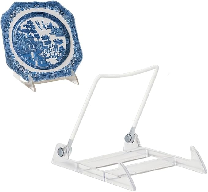 KINGDOM SOLUTIONS MADE IN USA 4-Pack Adjustable Acrylic Easels - Plate Stand - Sturdy Book Stand for Art, Pictures, Plates, Frames - Unique on the Market