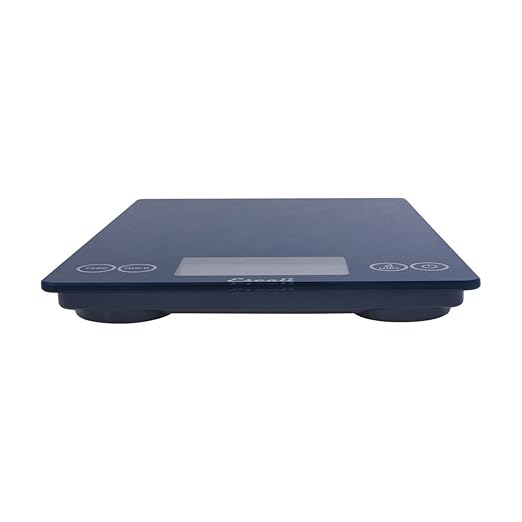 Escali Arti Glass Food Scale Digital Countertop Kitchen, Baking and Cooking Scale with Nutrition and Calorie Counter, 15-Pound Capacity, 9" x 6.5" x .75", Blue Mirage