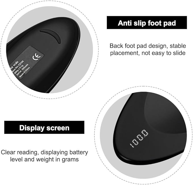 Digital Measuring Scoop Scale, Mini Tea Scale Spoons 0.1 Gram Electronic Weighing Spoon with Clear Display for Tea Coffee Beans Flour