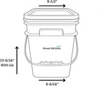 House Naturals 4 Gallon Square Food Grade Bucket Pail with Plastic Handles and Lid (Pack of 3) Made in USA containers (Gray)
