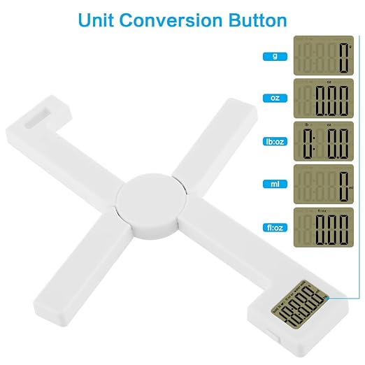 Compact Folding Digital Kitchen Scale, Highly Accurate Portable Food Scale with LCD Display, Auto Power Off and Tare Features, for Measuring Intake of Healthy Eating People (White)