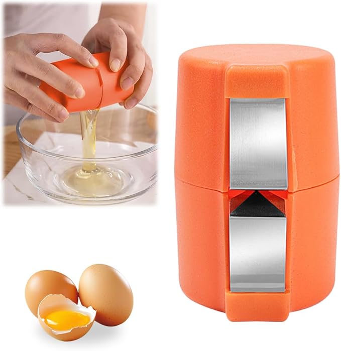 Egg Shell Opener, 2025 New Egg Cracker Tool for Raw Eggs, Stainless Eggs Peeling Tool Kitchen Gadgets, Eggshell Breaker for Hard Boiled Eggs (Orange)