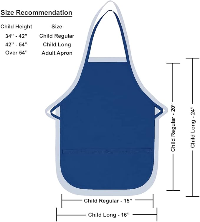 Made in the USA Chef Any Name Child Personalized Embroidered Premium Child Apron for Kids Girls Boys Fun in the Kitchen Gift Turq Long