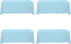 BRILLMAX 4 Pack Light Blue Tablecloths for 8 Foot Rectangle Tables 90 x 156 Inch - 8ft Rectangular Bulk Linen Polyester Fabric Washable Cloth Cover for Wedding Reception Banquet Birthday Party