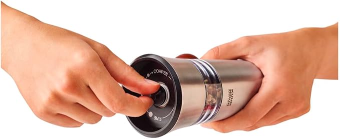 Kuhn Rikon Epicurean Adjustable Ratchet Grinder with Ceramic Mechanism for Salt, Pepper and Spices, 8.5 x 2.75 inches, Stainless Steel
