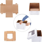 Tall Cake Boxes for Tier Cakes,3 Sizes 6 Pack 8x8x10,10x10x12 and 12x12x12Inch,Sturdy White Tall Cake Box Shipping in 8 10 12 Inch 2 3 Tier for Wedding Layer Tiered Cakes