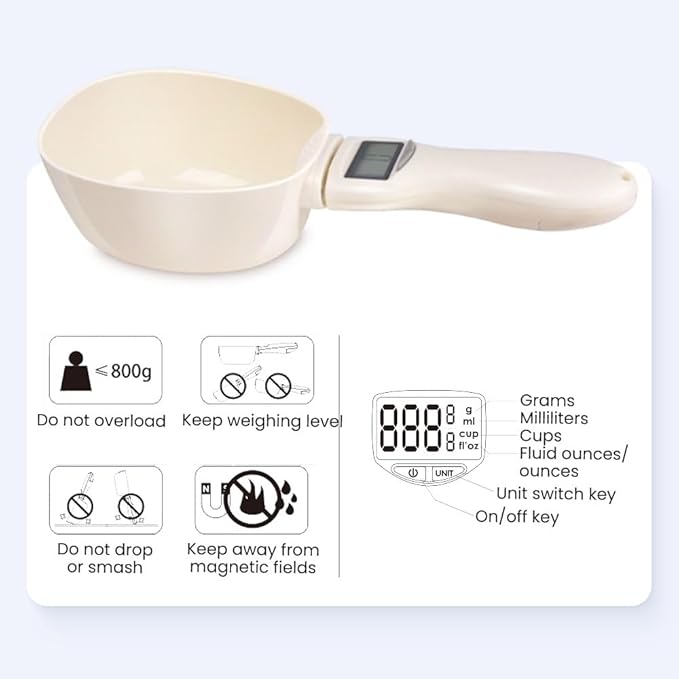 Digital Measuring Spoon, 2025 Food Measuring Scoop Scale 800g / 0.1g High Precision with LCD Screen,Household Weighing Scoop for Kitchen and Dog Cat Food (2)