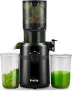 Juicer Machines,Fretta Compact Cold Press Juicer with PCTG Material from US,Fit Whole Fruits & Vegetables,BPA-Free, Easy to Clean (Pure Black, 1.0 L)