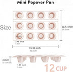 12-Cavity Popover Pan Non-Stick Yorkshire Muffin Puddings Cake Quiches Cupcake Mold Bakeware for Oven Baking (Champagne Gold)